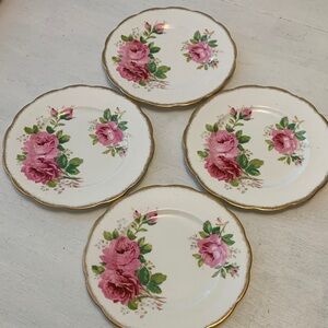 Royal Albert American Beauty 4 Pink Rose Plates 7” Vintage